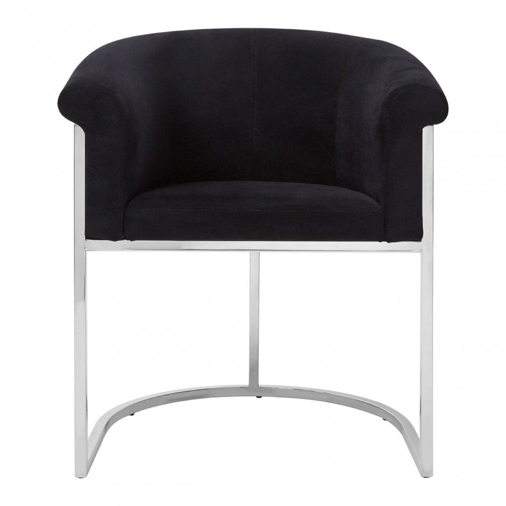 Chiqui Black Velvet Dining Chair, Stainless Steel, Black