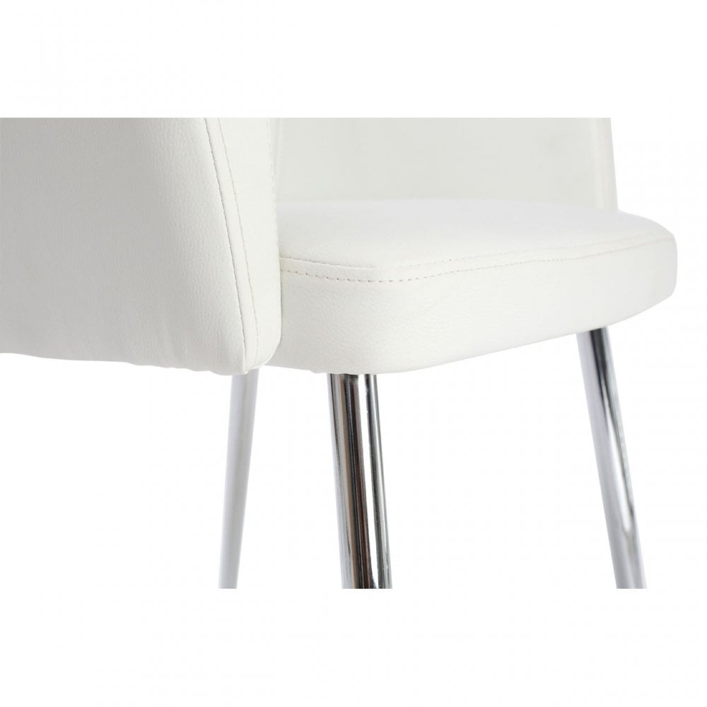 Chair, Chrome, Leather Effect, White
