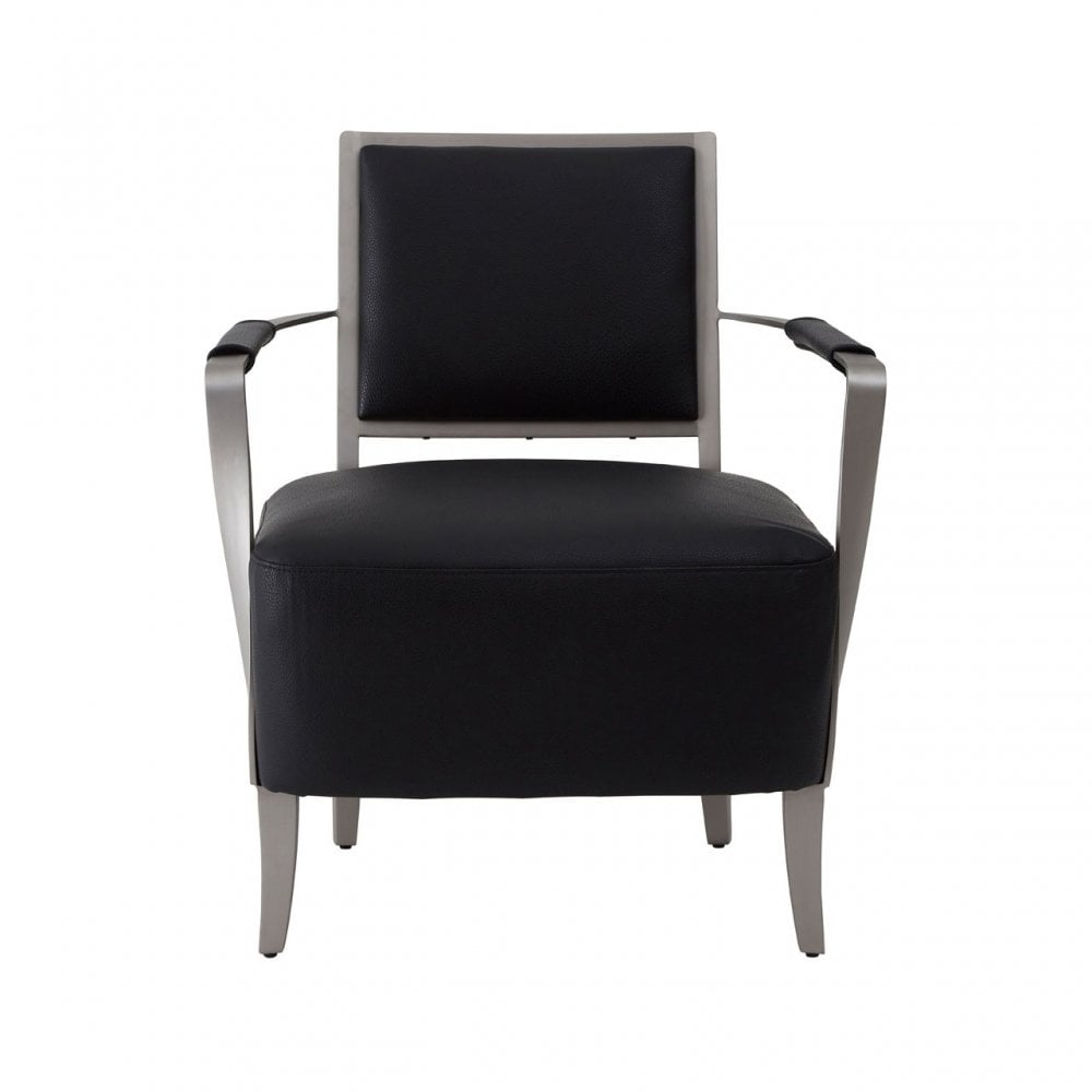 Moda Chair, Stainless Steel, Leather, Black