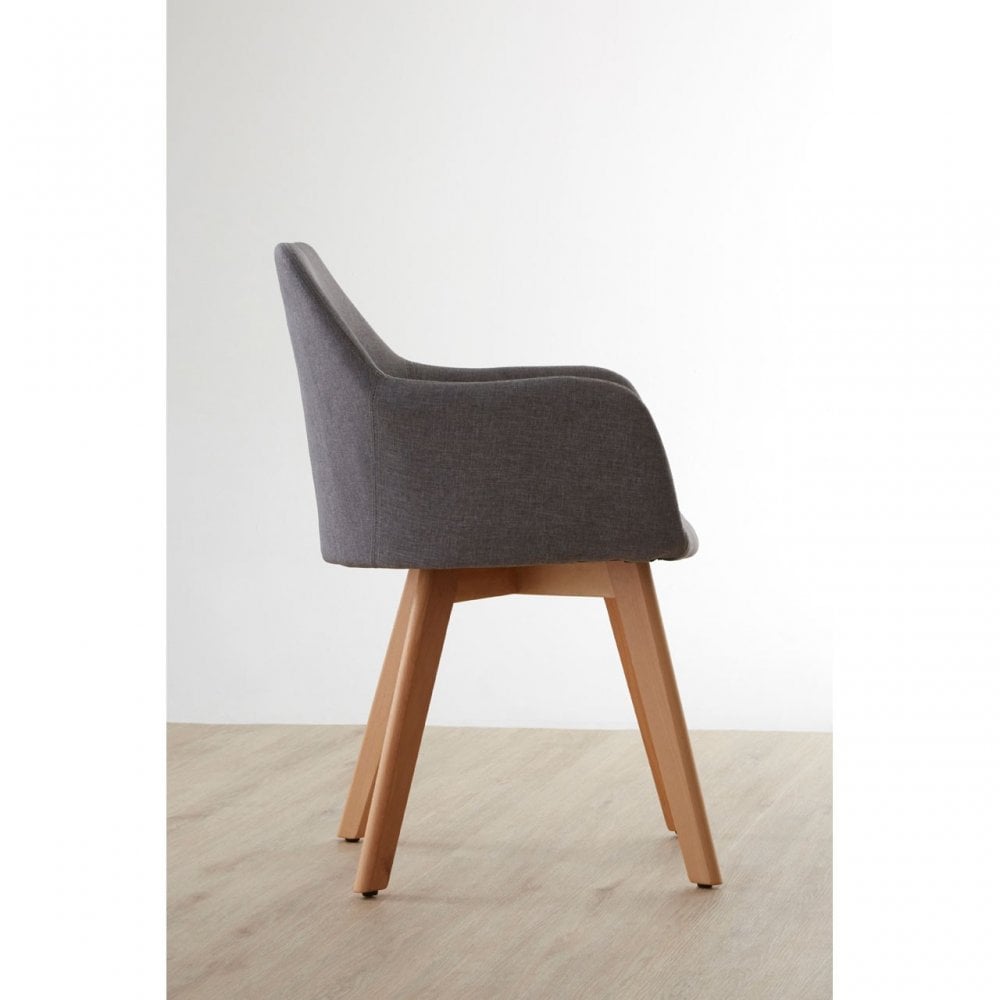 Jersey Chair, Beechwood, Fabric, Grey