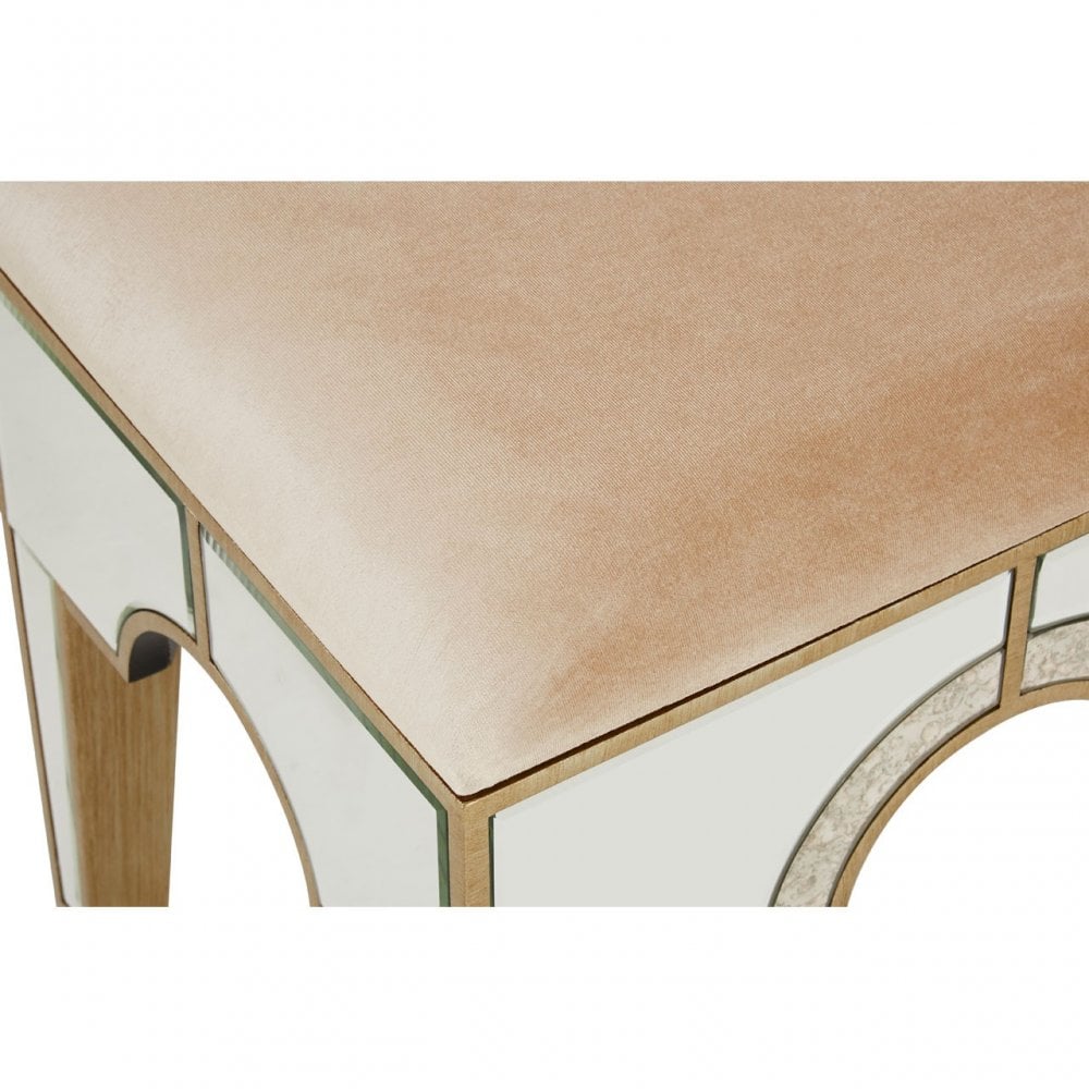 Knigh Stool, Fabric, Mirrored Glass, Champagne