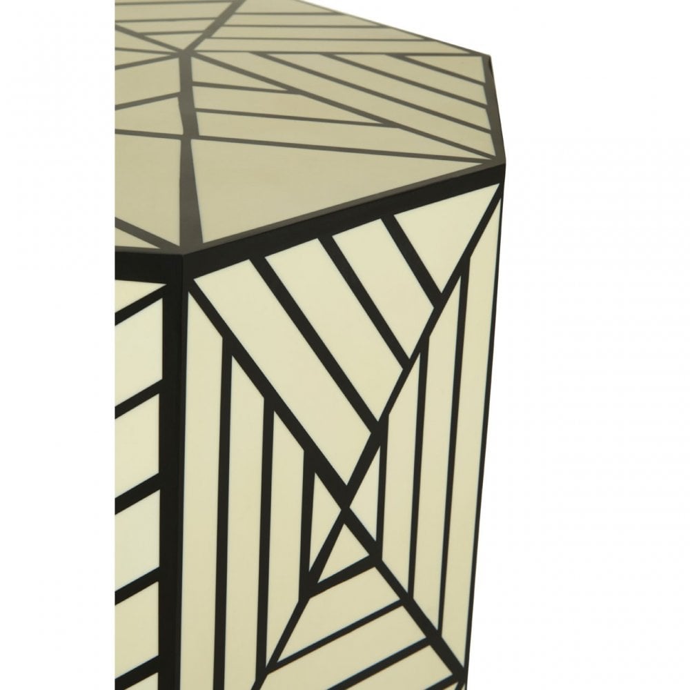 Hassa Ivory & Black Stool, Wood, Resin, Black