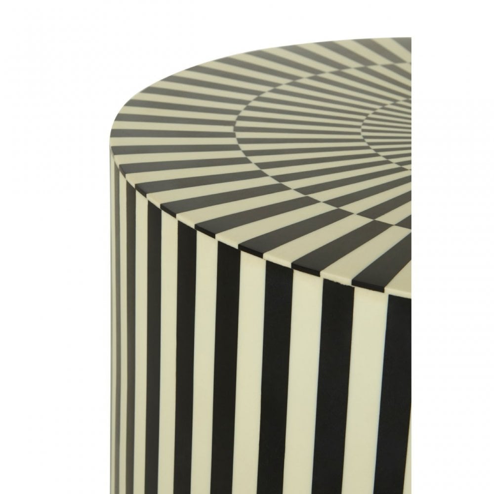 Hassa Ivory / Black Cylinder Stool, Wood, Resin, Black