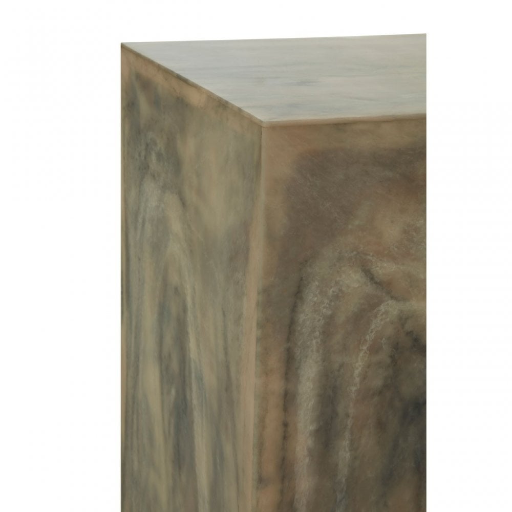 Rosado Faux Marble Stool, Wood, Resin, White