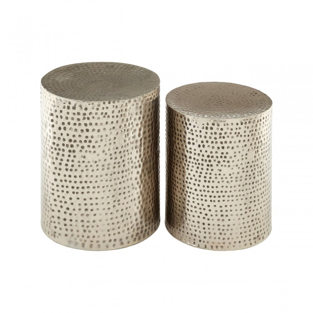Hamish Antique Nickel Finish Iron Stools, Iron, Silver