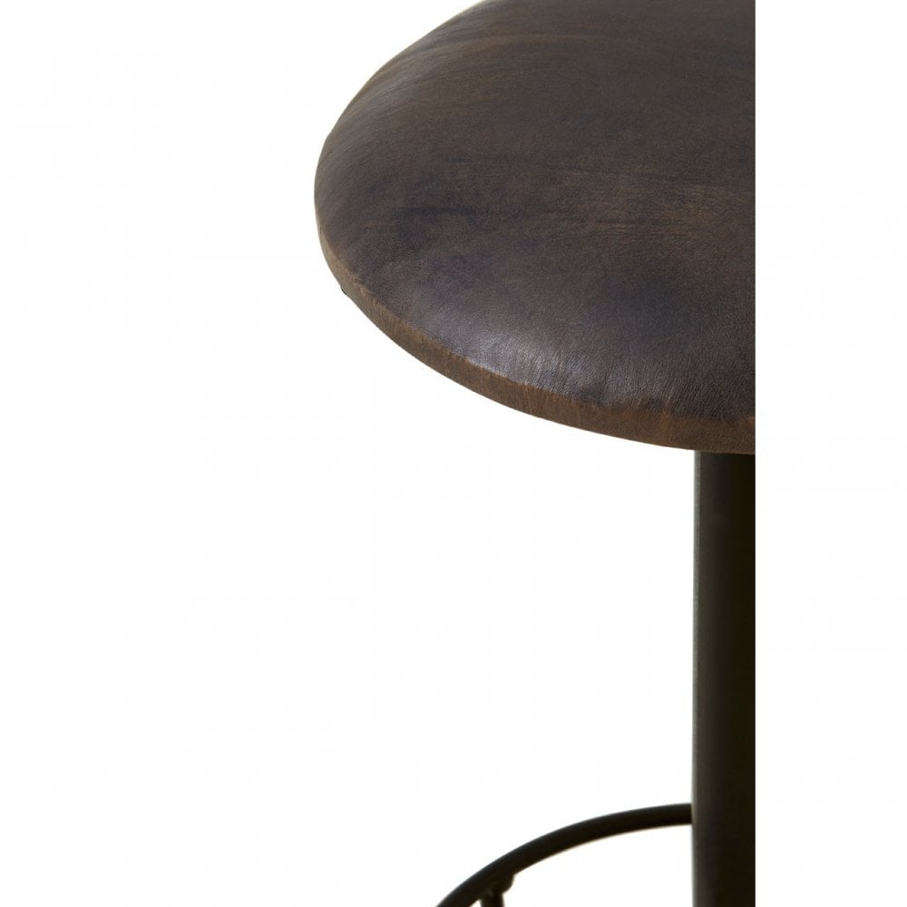 Longhorn Longhorn Buffalo Antique Blue Leather Bar Stool, Goat Leather, Iron, Blue