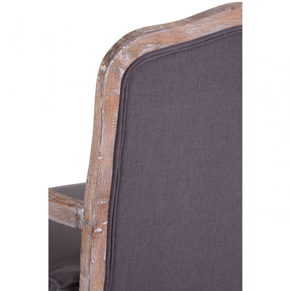 Rococo Chair & Footstool, Birchwood, Linen Mix, Grey
