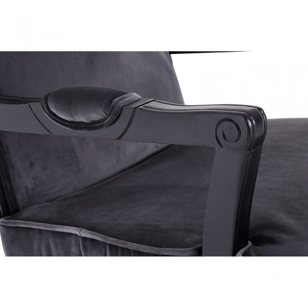 Rococo Chair & Footstool, Birchwood, Grey
