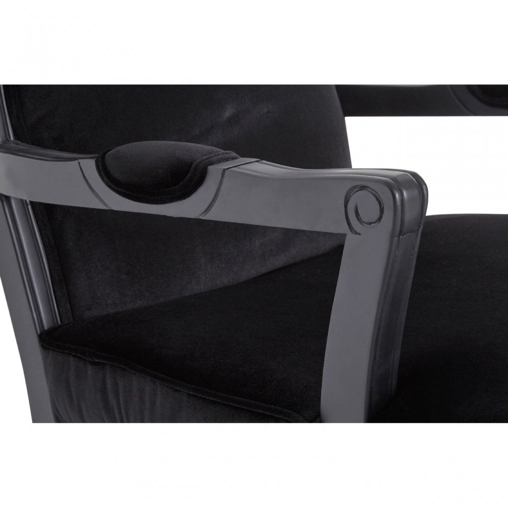 Rococo Chair & Footstool, Birchwood, Black