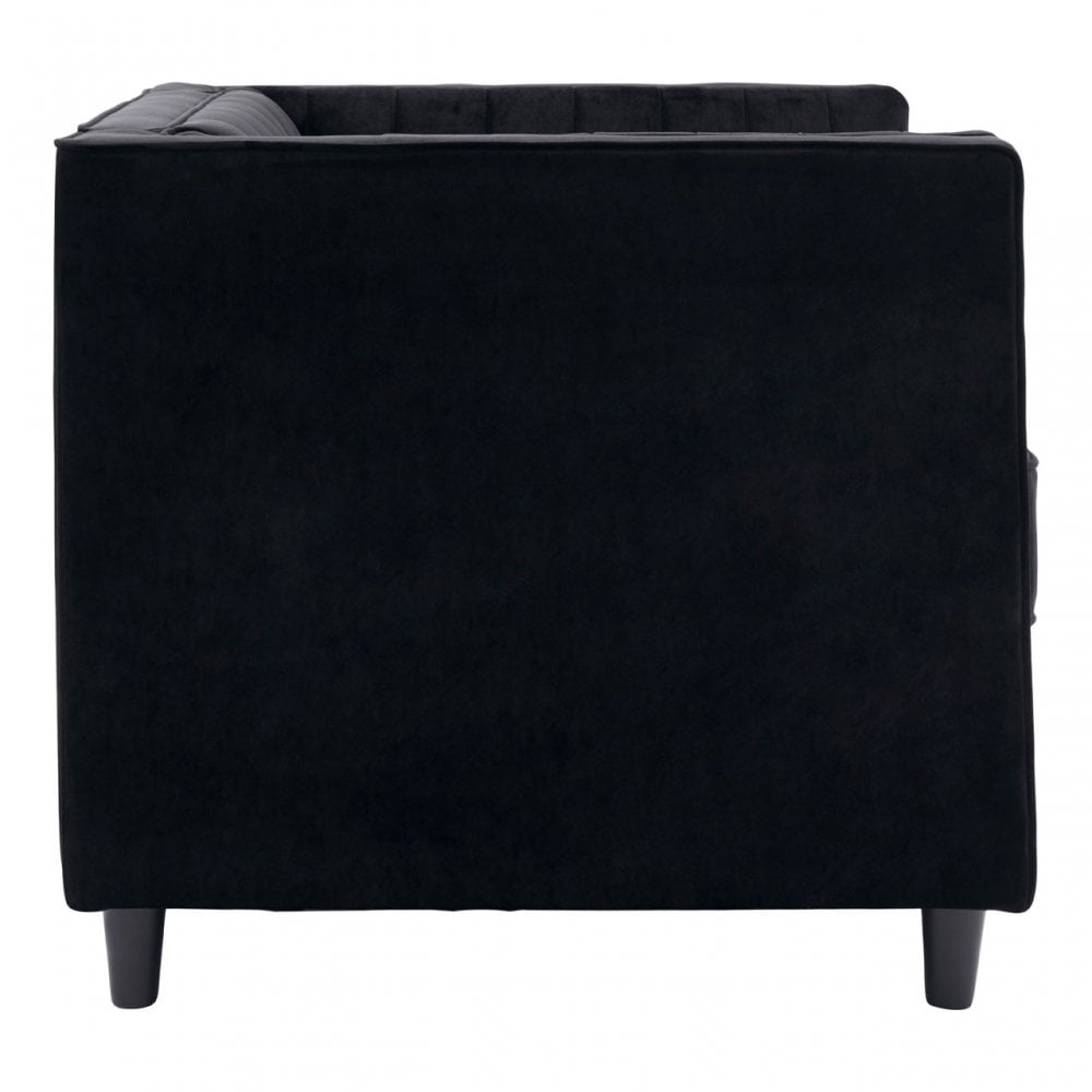 Farah Black Velvet Chair, Eucalyptus Wood, Sponge, Wood, Black
