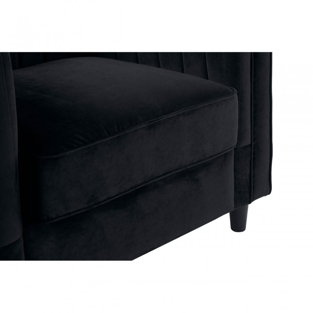 Farah Black Velvet Chair, Eucalyptus Wood, Sponge, Wood, Black