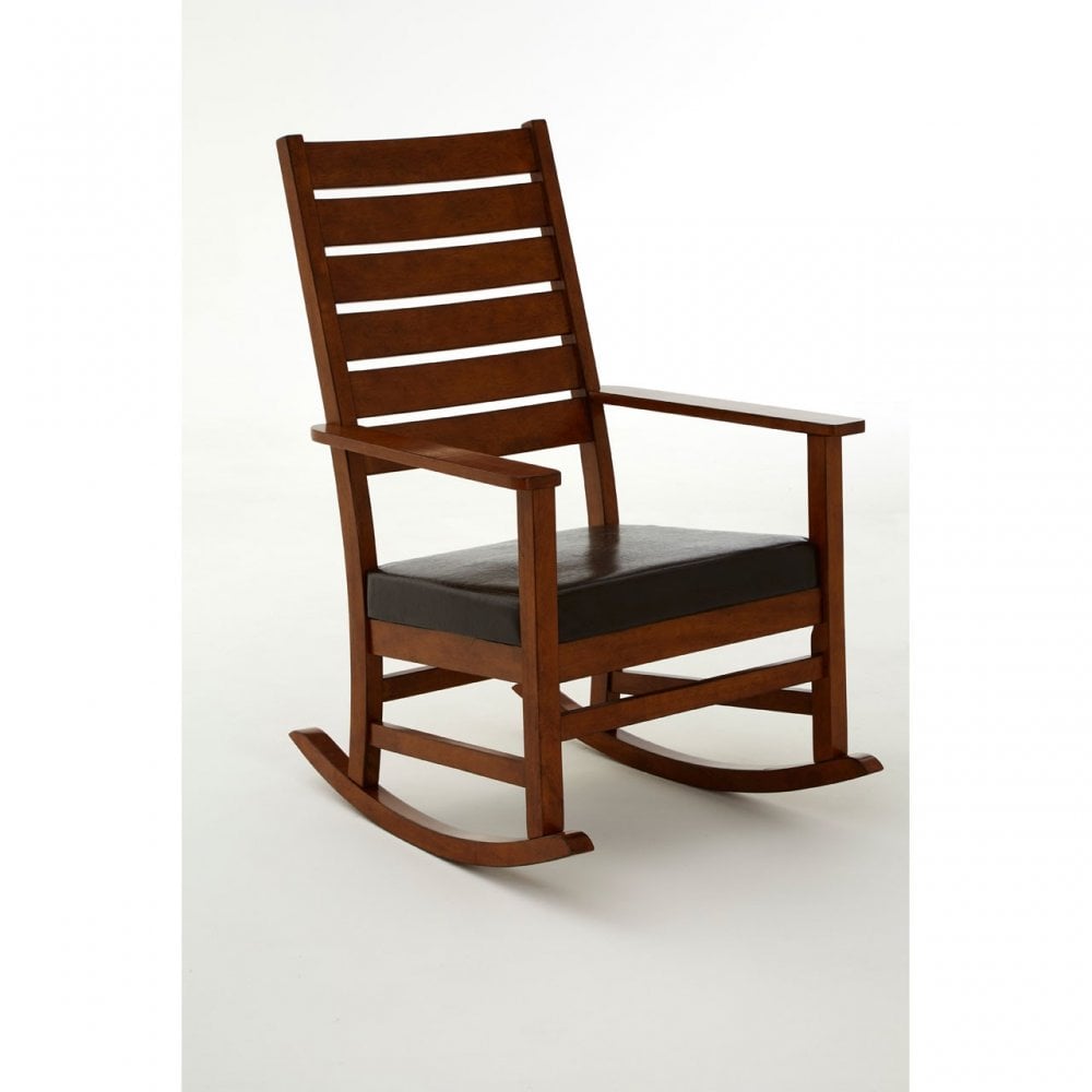 Relax Rocking Chair, Leather, Rubberwood, Brown