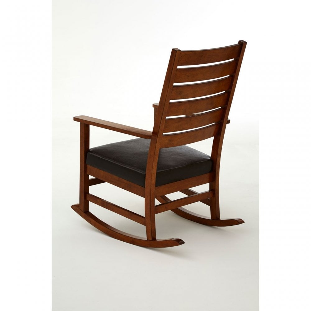 Relax Rocking Chair, Leather, Rubberwood, Brown