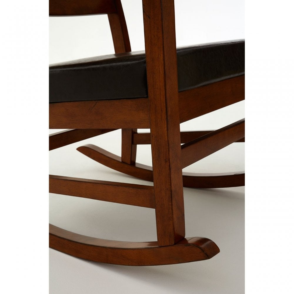 Relax Rocking Chair, Leather, Rubberwood, Brown