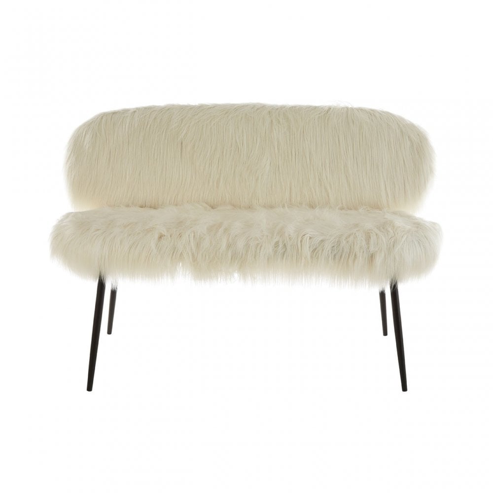 Sienna Sofa with Black Legs, Metal, White