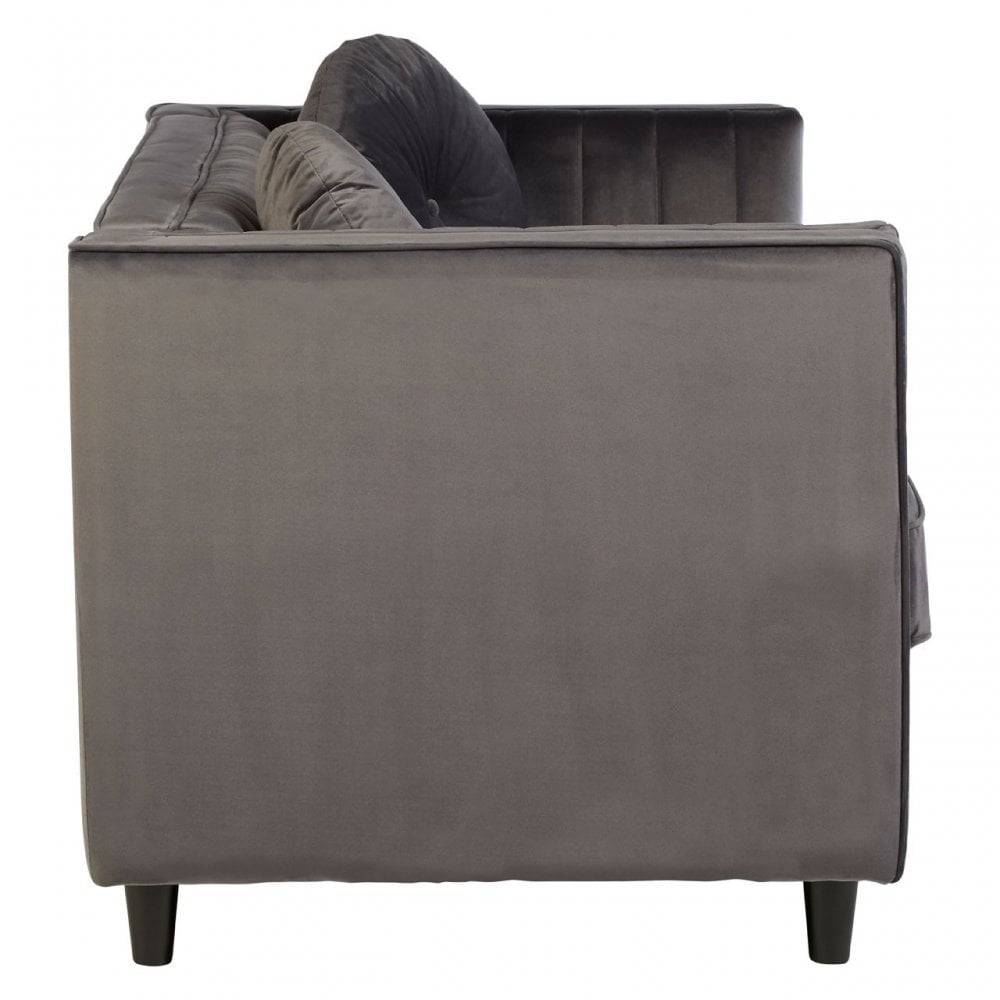 Farah 2 Seat Grey Velvet Sofa, Eucalyptus Wood, Sponge, Wood, Grey