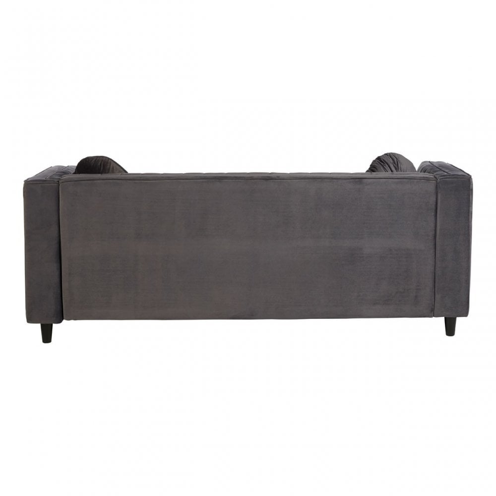 Farah 3 Seat Grey Velvet Sofa, Eucalyptus Wood, Sponge, Wood, Grey