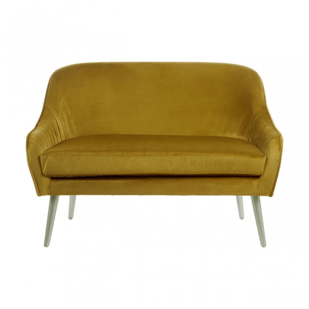 Louxor Mustard Velvet Sofa, Wood, Yellow