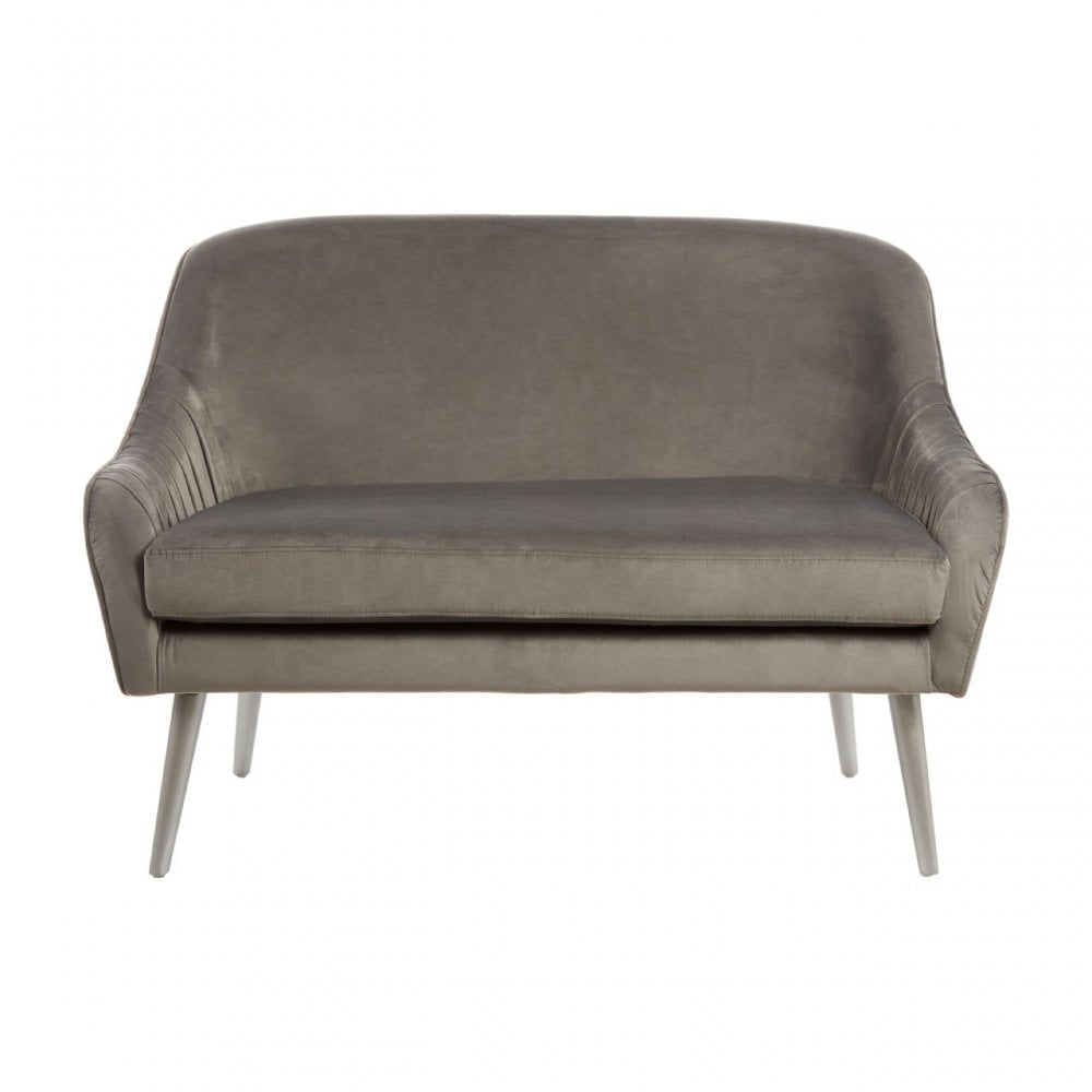 Louxor Grey Velvet Sofa, Wood, Grey