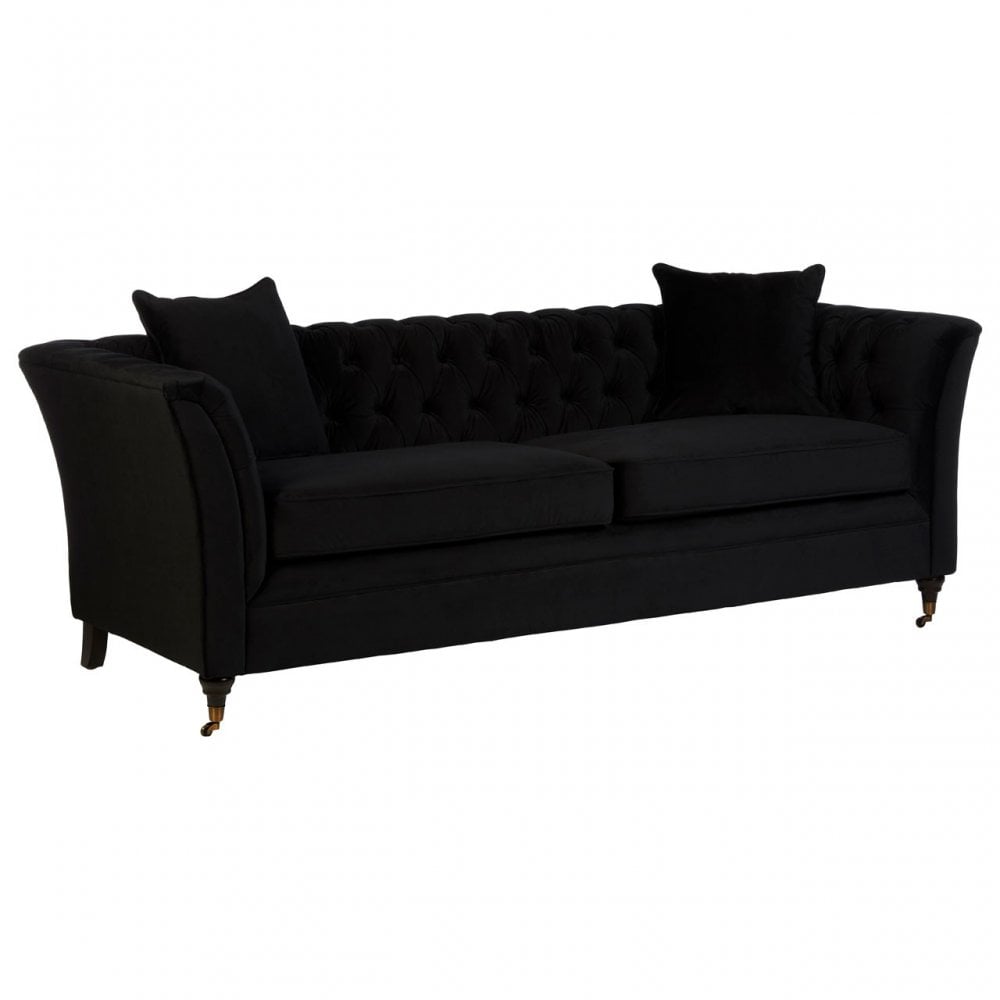 Sabrina 3 Seat Onyx Sofa, Wood, Black