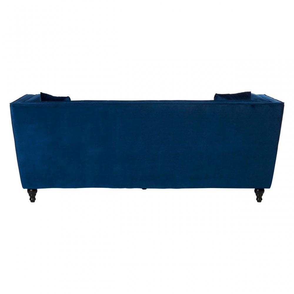 Ferris Navy Velvet 3 Seat Sofa, Eucalyptus Wood, Wood, Blue