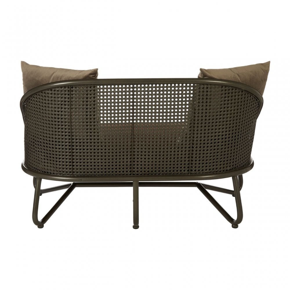 Ranch Foundry Style 2 Seat Sofa with Curved Legs, Iron, Sponge, Brown