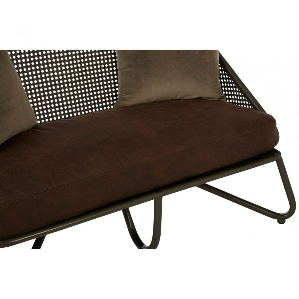 Ranch Foundry Style 2 Seat Sofa with Curved Legs, Iron, Sponge, Brown