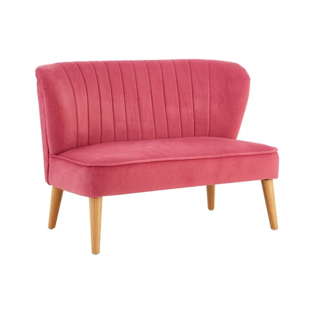 Mia Kids Pink Armless 2 Seat Settee In Wood and Polyester Velvet