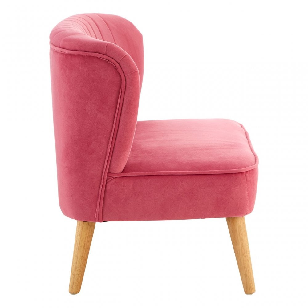 Mia Kids Pink Armless 2 Seat Settee In Wood and Polyester Velvet