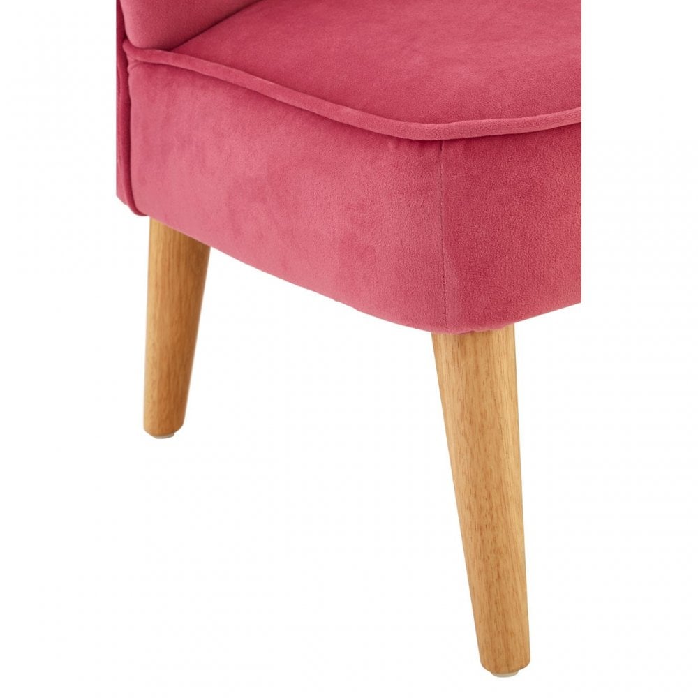 Mia Kids Pink Armless 2 Seat Settee In Wood and Polyester Velvet