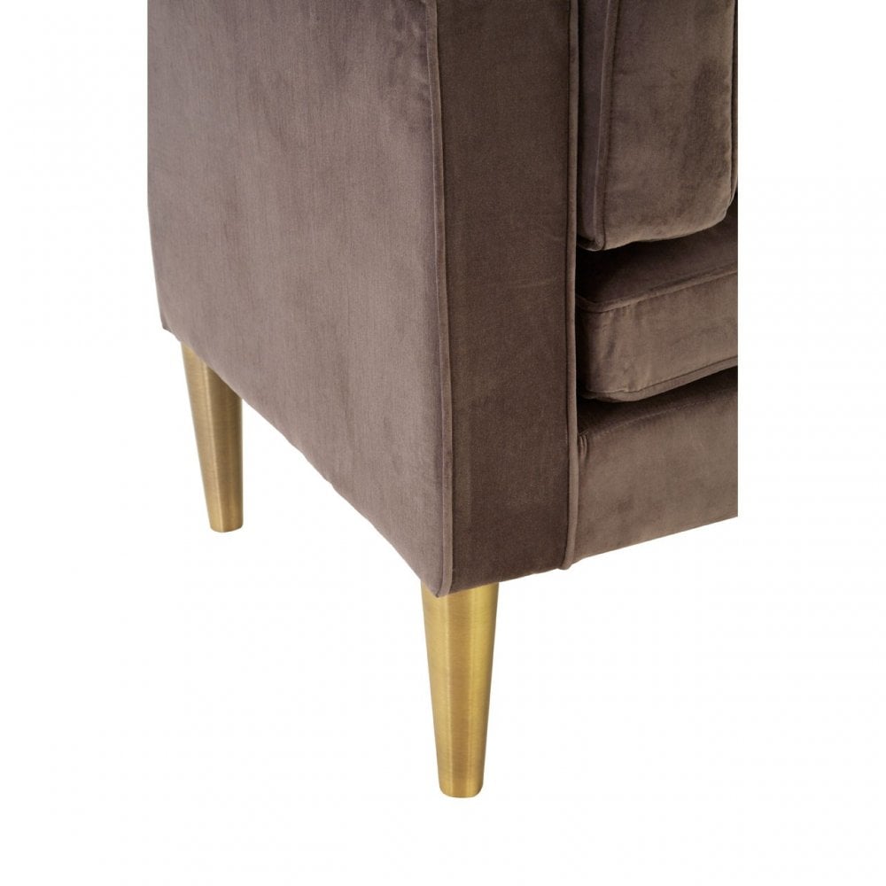 Louxor Grey Velvet / Left Arm Chaise Longue, Cotton Velvet, Pine Wood, Grey