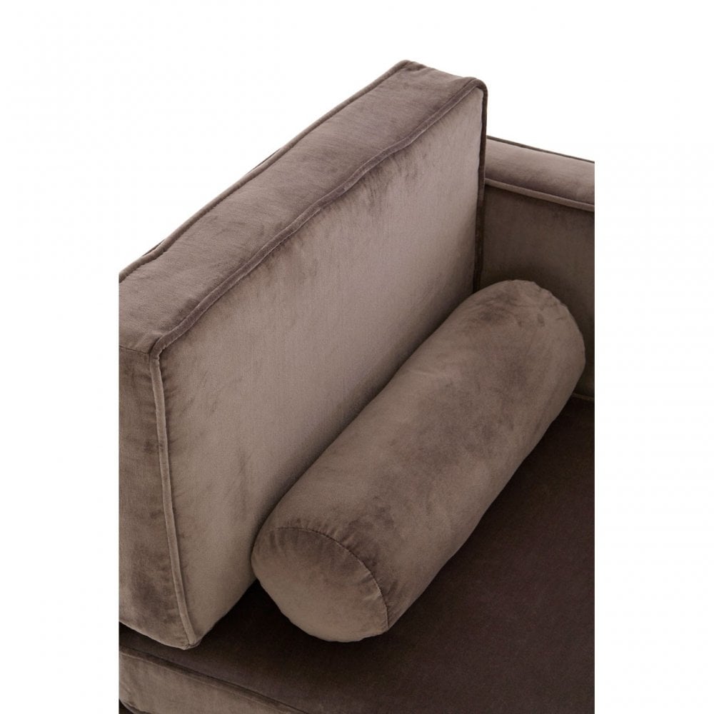 Louxor Grey Velvet / Left Arm Chaise Longue, Cotton Velvet, Pine Wood, Grey