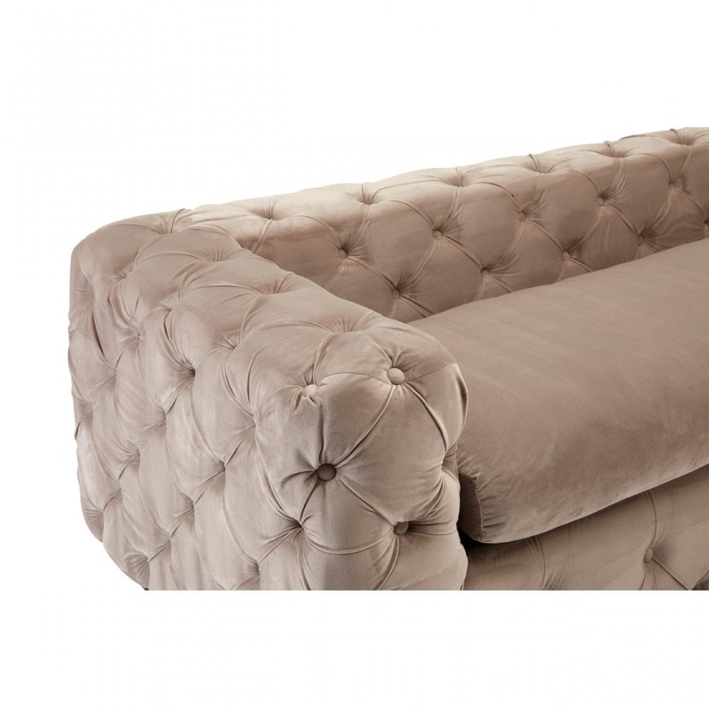 Ophelia Coffee Velvet 3 Seat Sofa, Foam, Oak Wood, Wood, Brown