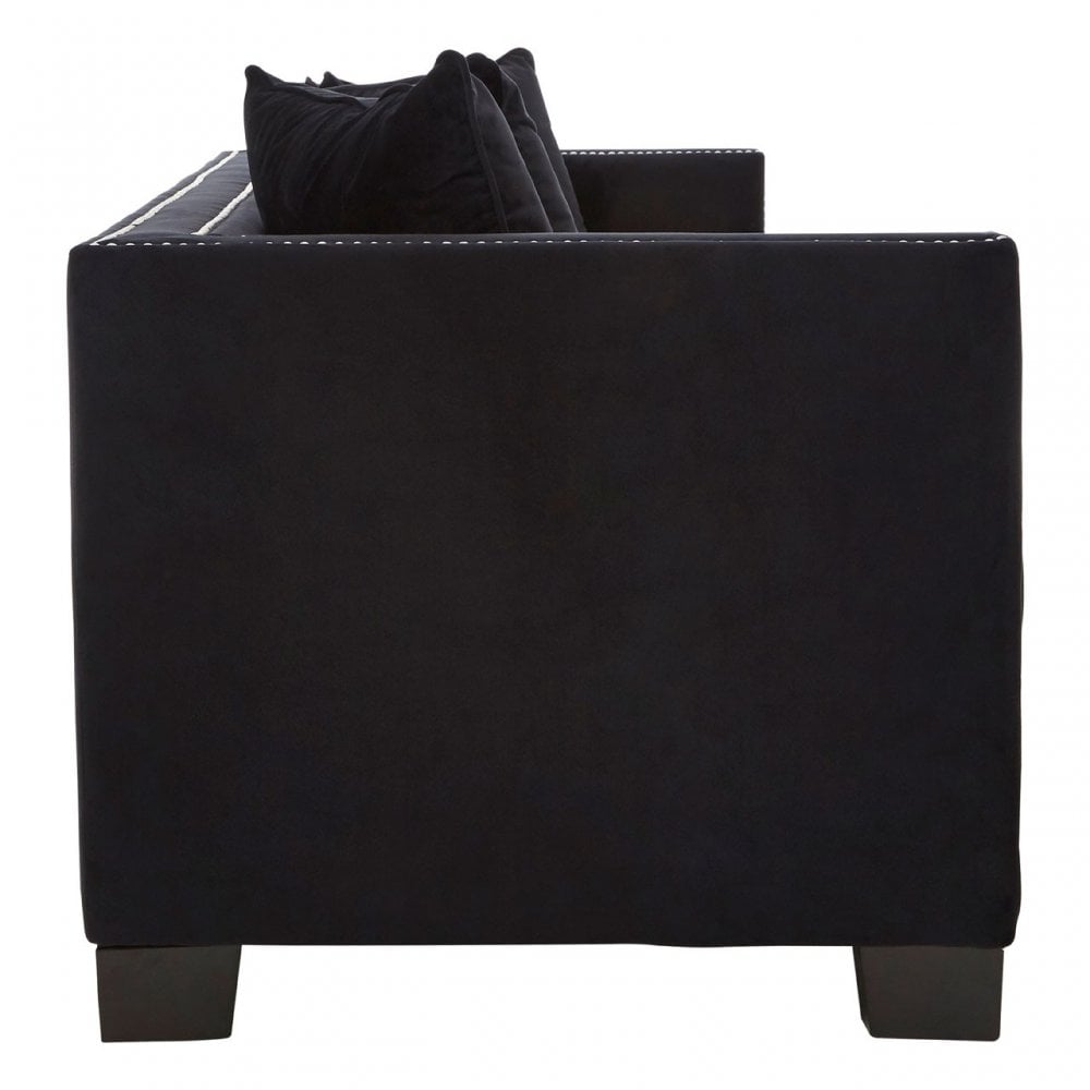 Sofia 3 Seater Black Velvet Sofa, Black