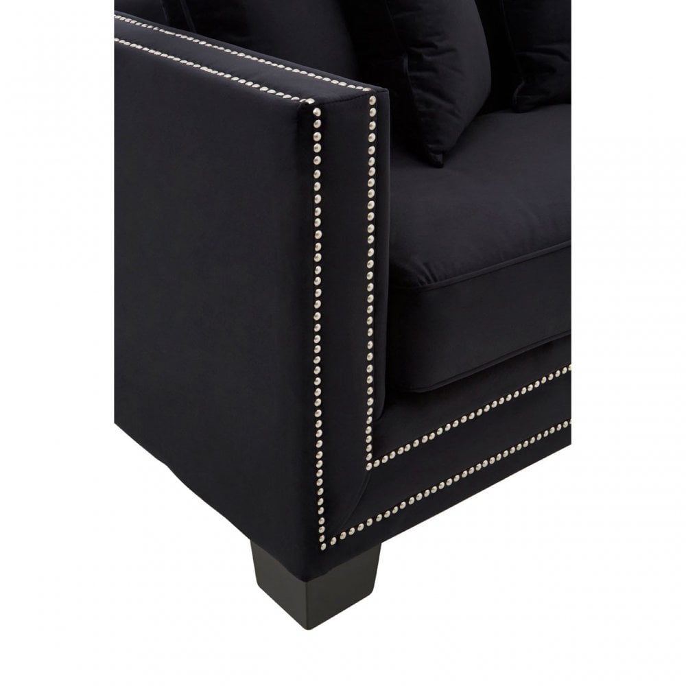 Sofia 3 Seater Black Velvet Sofa, Black