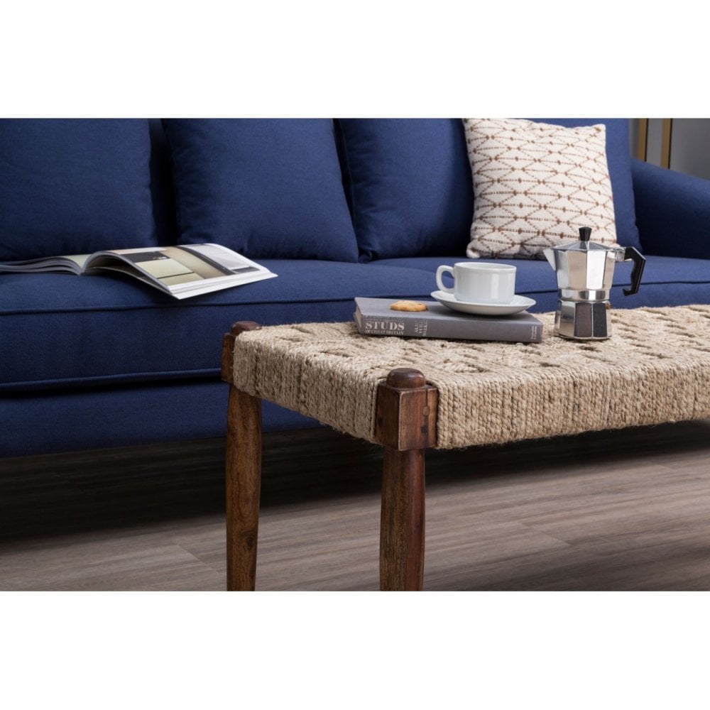 Mylo 3 Seater Navy Fabric Sofa, Pine Wood, Rubber, Blue