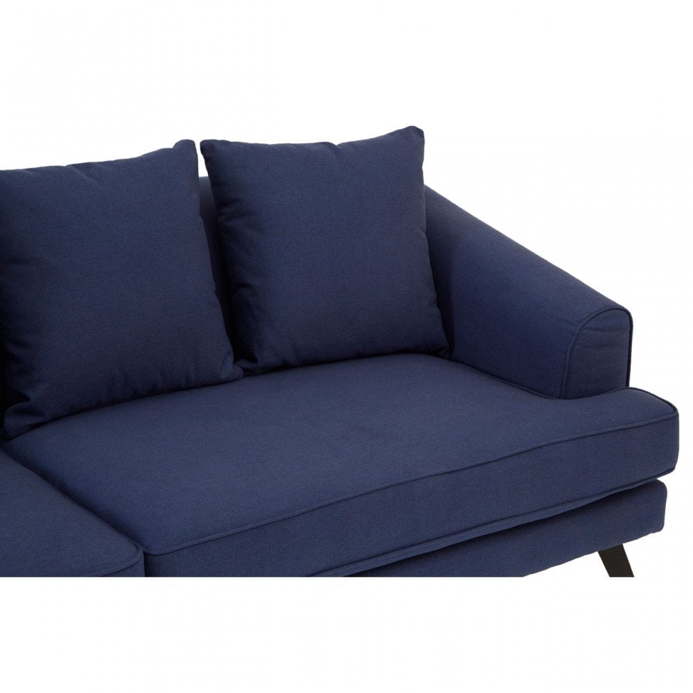 Mylo 3 Seater Navy Fabric Sofa, Pine Wood, Rubber, Blue
