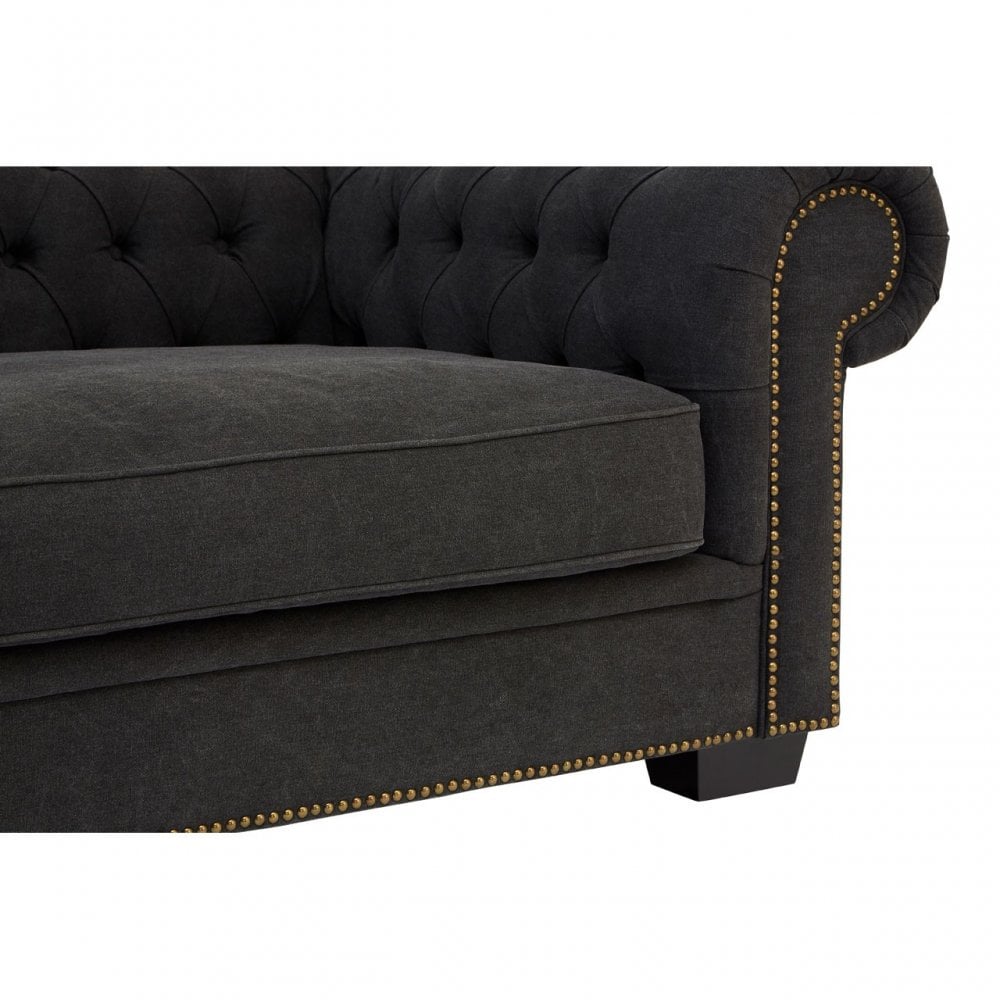 Lincoln 3 Seater Sofa, Cotton, Pine Wood, Fabric, Birchwood, Black