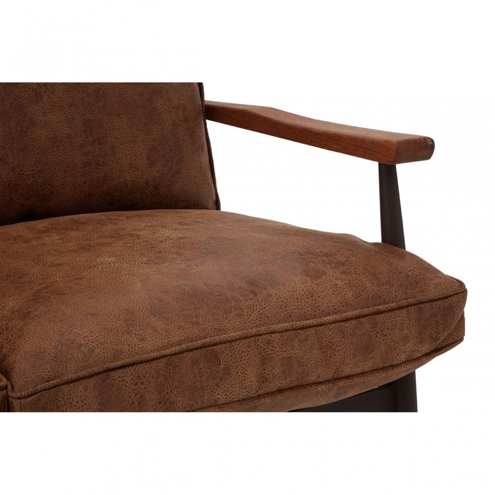 Ranch Foundry Style Sofa, Leather, Walnut Wood