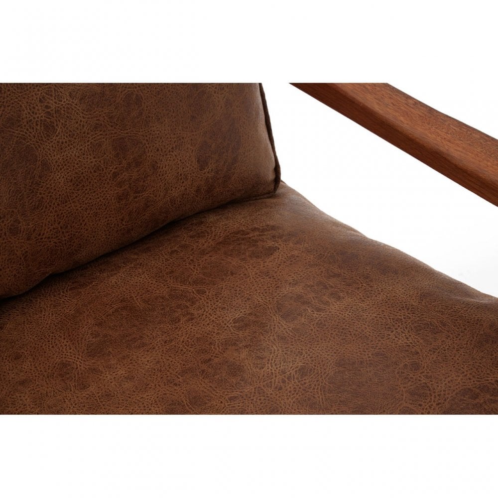 Ranch Foundry Style Sofa, Leather, Walnut Wood