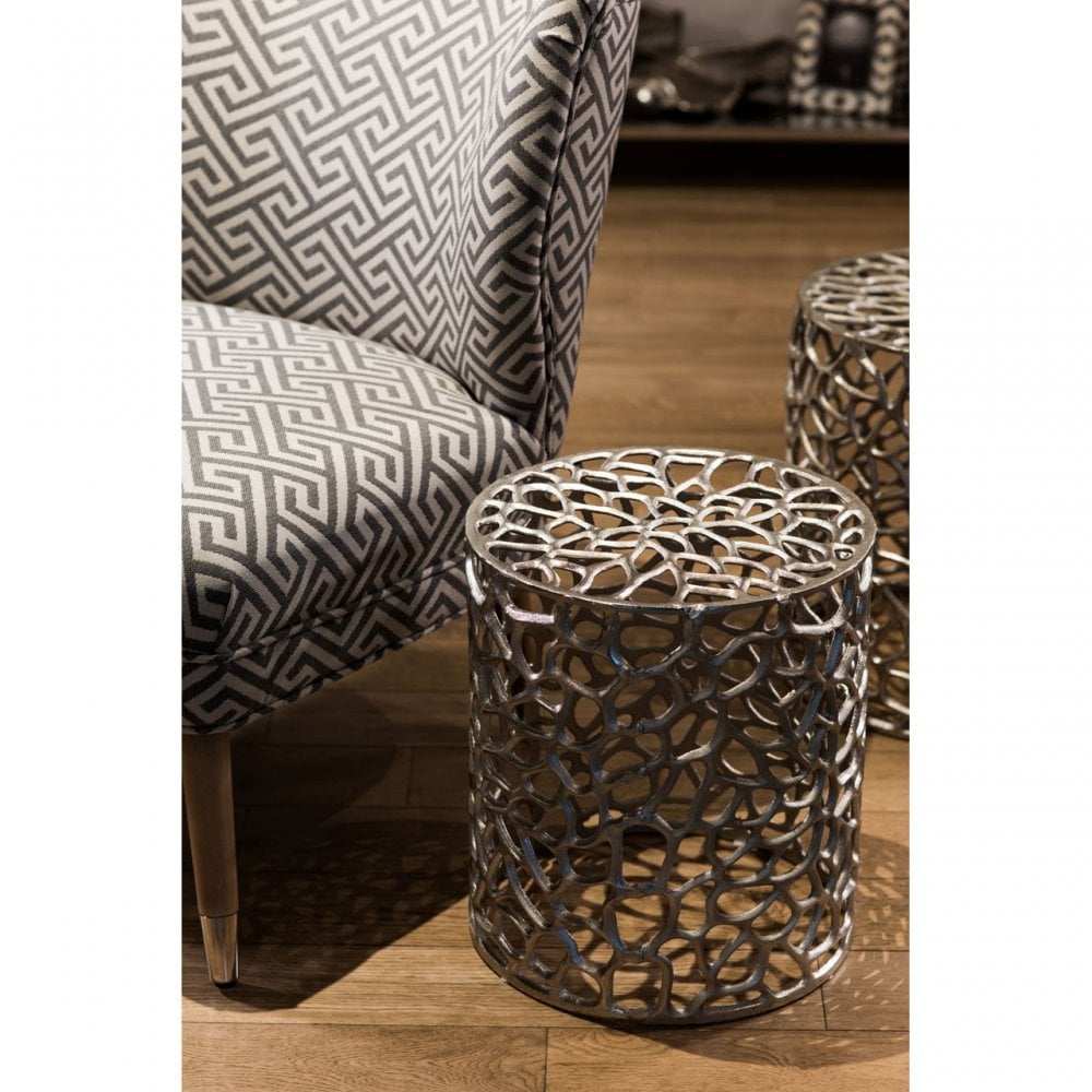 Hamish Set of 2 Stools, Aluminium, Silver