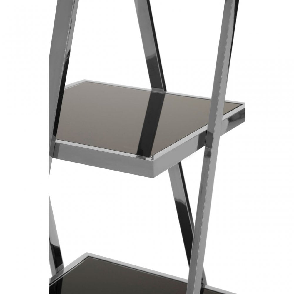 Pantino Chrome Finish Shelf Unit, Stainless Steel, Glass, Silver
