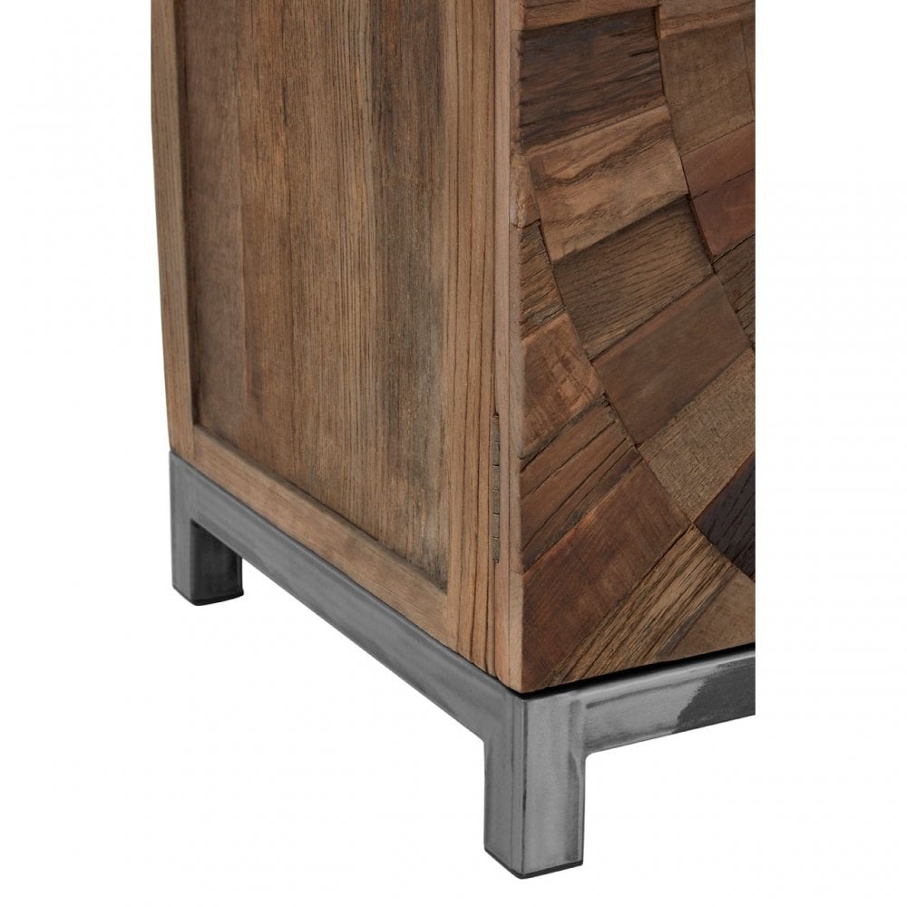 Midas Large 2 Door Cabinet, Elm Wood, Iron, Brown
