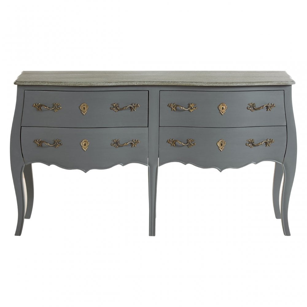 Charles 4 Drawer Double Chest, Bayur Wood, Oak Veneer, Grey