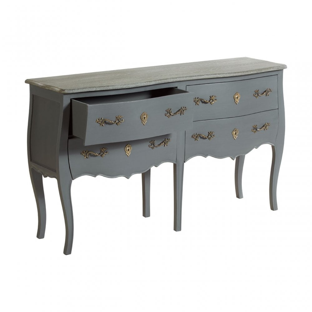 Charles 4 Drawer Double Chest, Bayur Wood, Oak Veneer, Grey