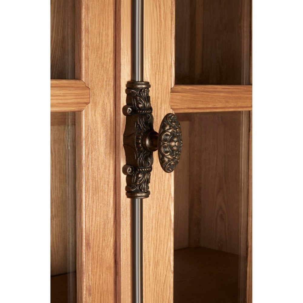 Brisbane Cabinet with 6 Upper Shelves, Oak Wood, Glass, Brown