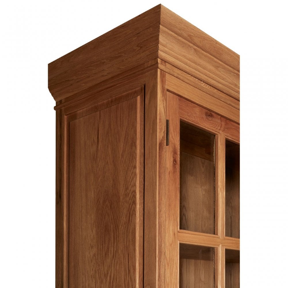 Brisbane Cabinet with 3 Upper Shelves, Oak Wood, Glass, Brown