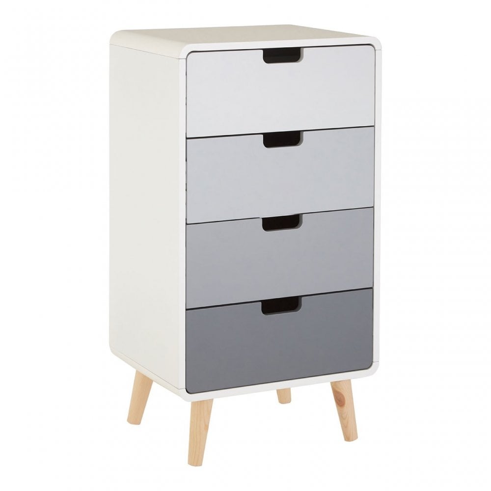 Danny 4 Drawer Cabinet, Wood, Pine Wood, White