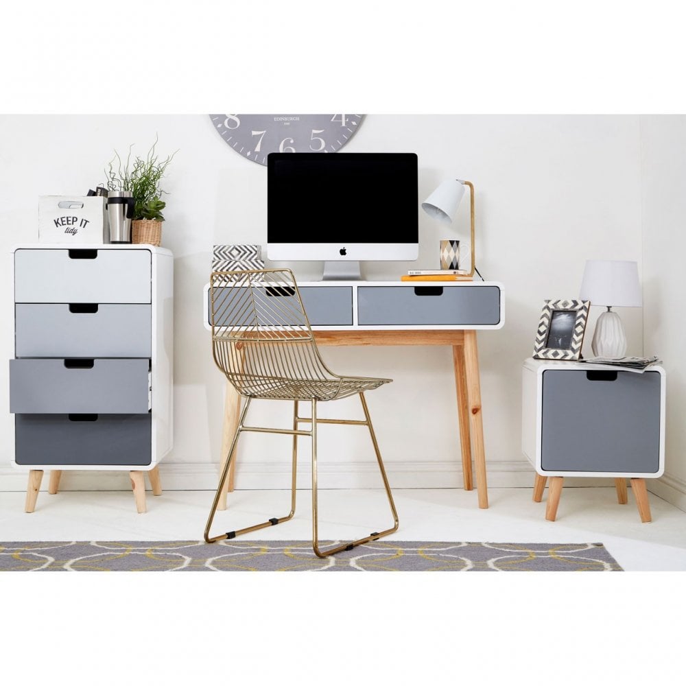 Danny 4 Drawer Cabinet, Wood, Pine Wood, White