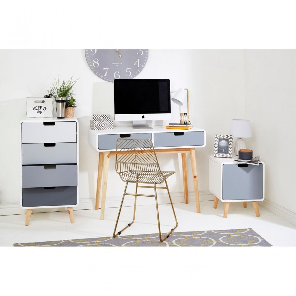 Danny 4 Drawer Cabinet, Wood, Pine Wood, White